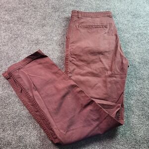 George Mens Slim Straight Twill Chinos Burgundy Size 34x32 Casual Pants